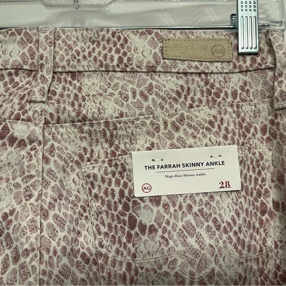 AG Jeans The Farrah Snake Print Skinny Jeans Pink Cream size 28 - Picture 5 of 14